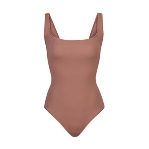 SKIMS Cotton Ribbed Bodysuit Rose Clay